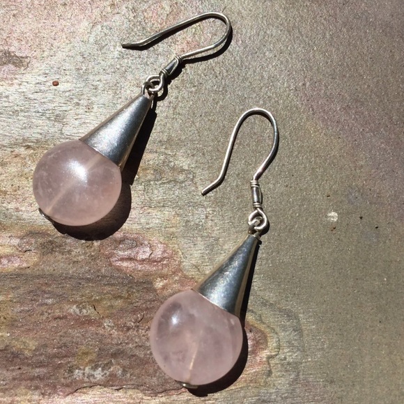 Jewelry - Rose quartz & sterling silver drop earrings Jewelry - Rose quartz & sterling silver drop earrings
